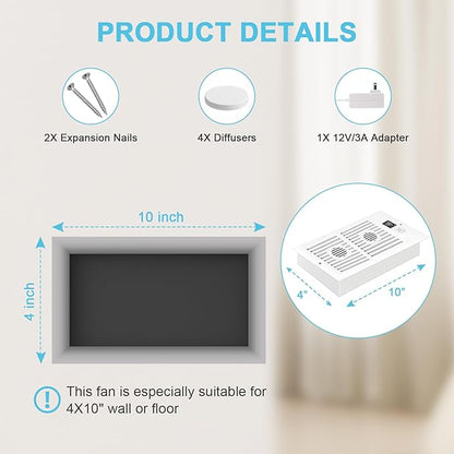 Register Booster Fan for 4" x 10" Vents Only, 10 Speeds to Control Cool & Warm - Image 7