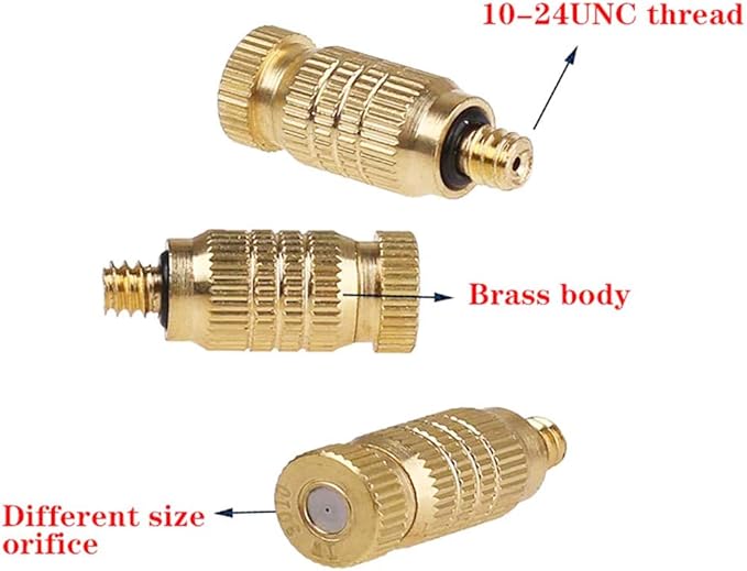Brass Misting Nozzle, 10 Pack High Pressure Spray 10/24 UNC Outdoor Anti-drip - Image 7