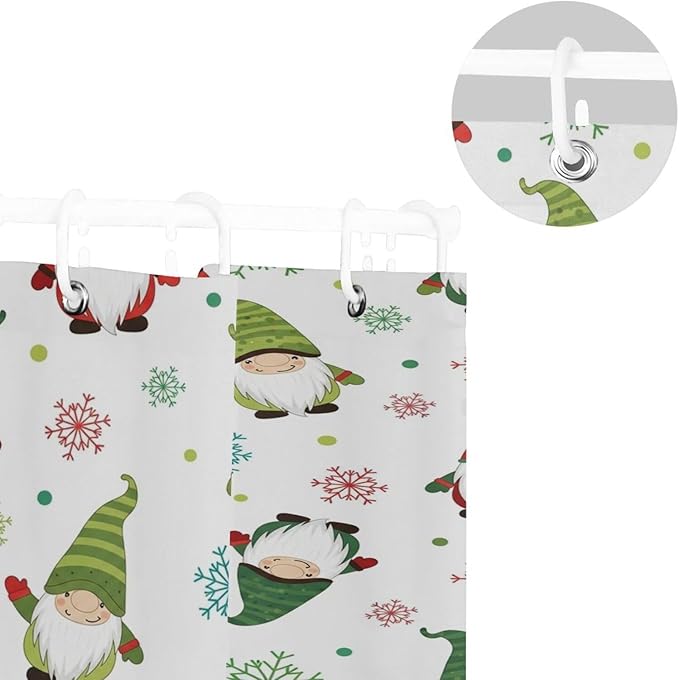Christmas Gnome White Shower Curtain Liner 72×72 inch - Image 5