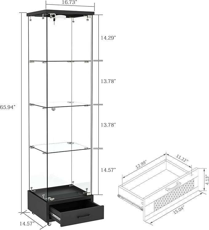 Yoluckea 4-Tier Glass Display Cabinet - Image 2