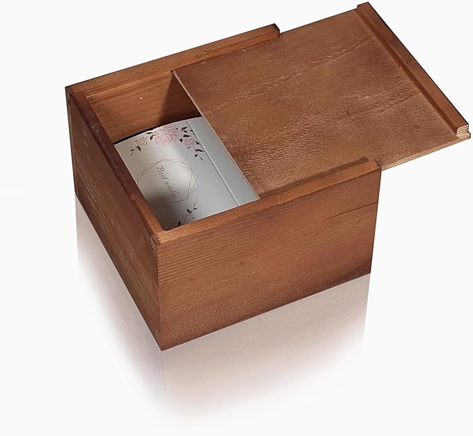 Wooden Keepsake Box with Slide Lid, Memorabilia, Handmade Decorative Memory Box by PIGANDTURTLE