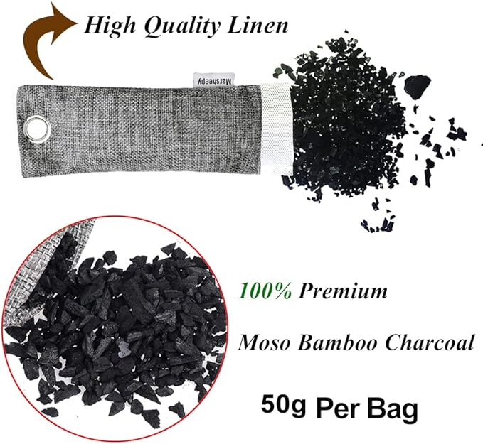Marsheepy 12 Pack Bamboo Charcoal Shoe Deodorizer Bags, Activated Charcoal Odor - Image 2