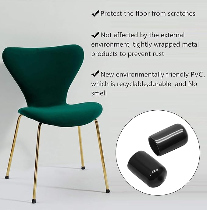 12 Pcs Round Rubber End Caps 1/2" ID Vinyl Flexible Bolt Chair Foot Covers - Image 5