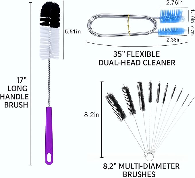 12Pcs Glass Tube Pipe Nylon Cleaners Brush Kit - Image 2