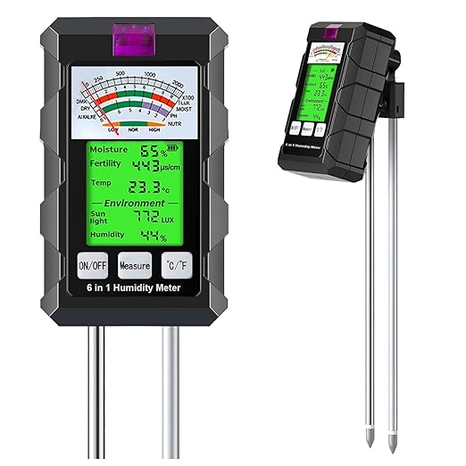 6-in-1 Soil Moisture Meter, Hygrometer by BDZMLITE
