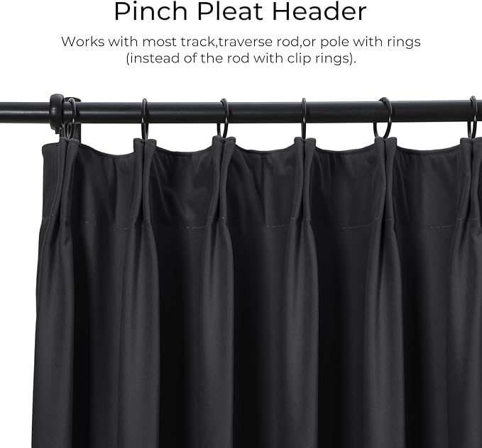 TWOPAGES Luxury Velvet Curtain Pinch Pleated Black Curtain 84 inch Long Thermal - Image 2