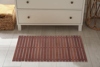 Bath Mat Bathroom Rugs Floor Wood Shower Bathtub Waterproof Non Slip Walnut - Image 5