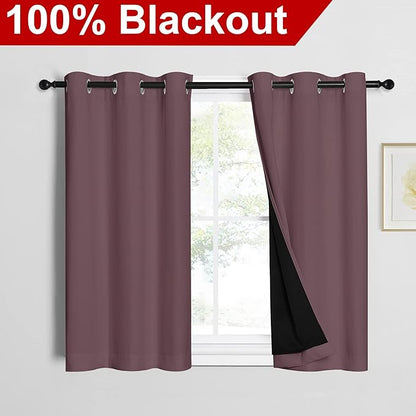 NICETOWN Dry Rose 100% Blackout Curtains 45 inches Long, 2 Thick Layers - Image 2