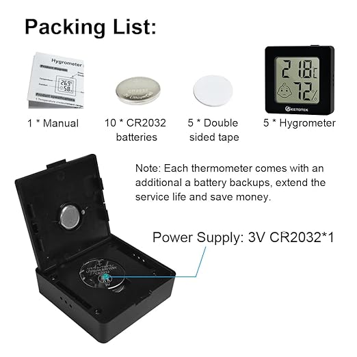 KETOTEK 5 Pack Digital Hygrometer Indoor Thermometer Mini Temperature and - Image 3