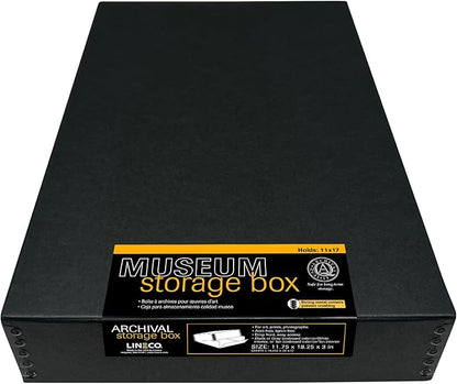 Lineco Museum Archival Storage Box, 11.75x18.25x3 in. Drop Front Design. by Lineco