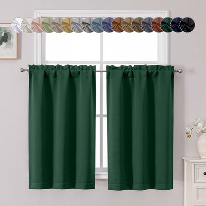 Chyhomenyc Ever Green Short Blackout Curtains 45 Inch Length, Small Kitchen by Chyhomenyc