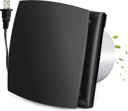 4in Black Bathroom Exhaust Fan for Window, 55CFM IPX4 ABS Plug-in Extractor Fan by HoseVary