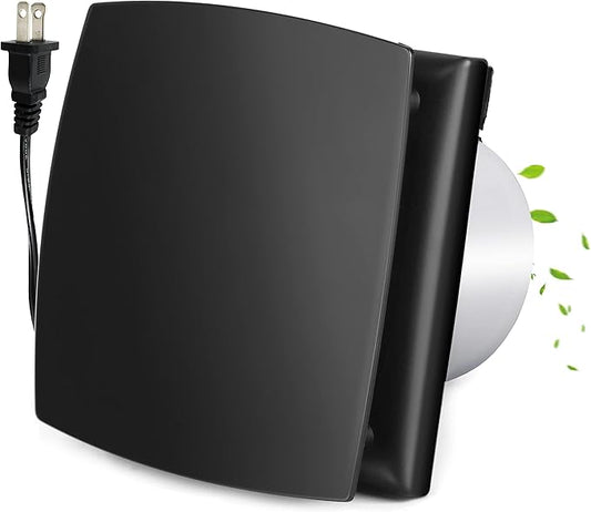 4in Black Bathroom Exhaust Fan for Window, 55CFM IPX4 ABS Plug-in Extractor Fan by HoseVary