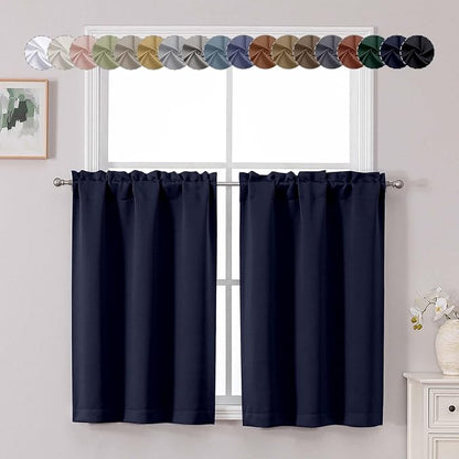 Chyhomenyc Navy Blue Short Blackout Curtains 36 Inch Length, Small Kitchen by Chyhomenyc