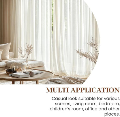 Dreaming Casa Solid Sheer Curtains 84 Inches Long Taupe Rod Pocket Voile - Image 5