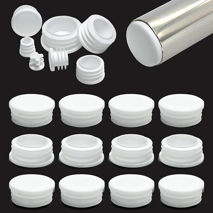 1-9/16" Plastic Hole Plugs White -Round Chair Leg Caps, Flush Mount Pipe Plugs by EASYEAH