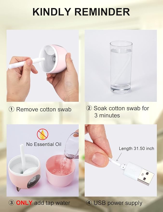 Cool Mist Humidifier, 300ml Mini Humidifiers - Image 6