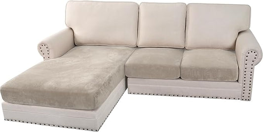H.VERSAILTEX Velvet Stretch Sectional Couch Covers 3 Pieces Sofa Seat Cushion by HVERSAILTEX
