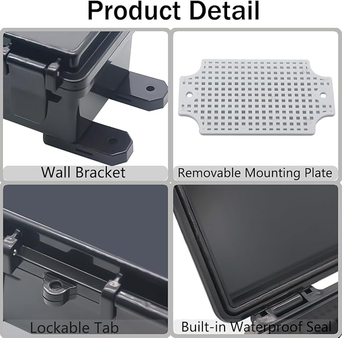 Junction Box, Hinged Black Clear Cover IP67 Waterproof ABS Project Box - Image 4