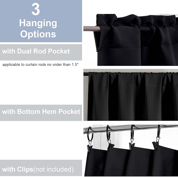 Chyhomenyc Short Black Out Curtains 36 Inch Length, Small Blackout Curtain Tier - Image 5