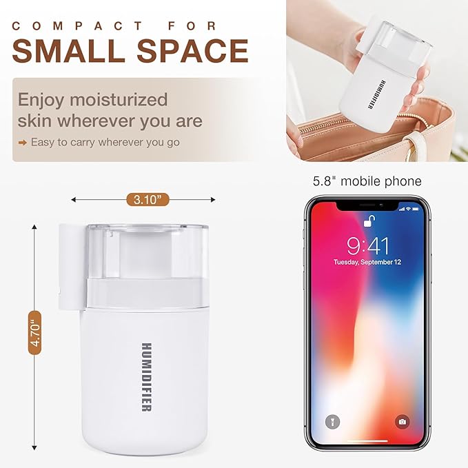 Portable Mini Humidifier, 180ml USB Cool Mist Small Humidifiers - Image 4