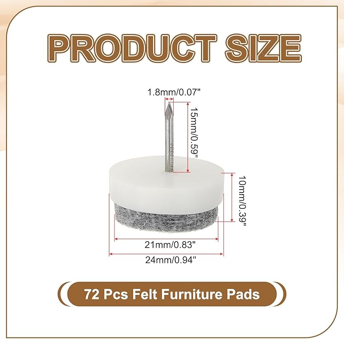 PATIKIL 24 mm Nail-on Felt Pads - Image 2
