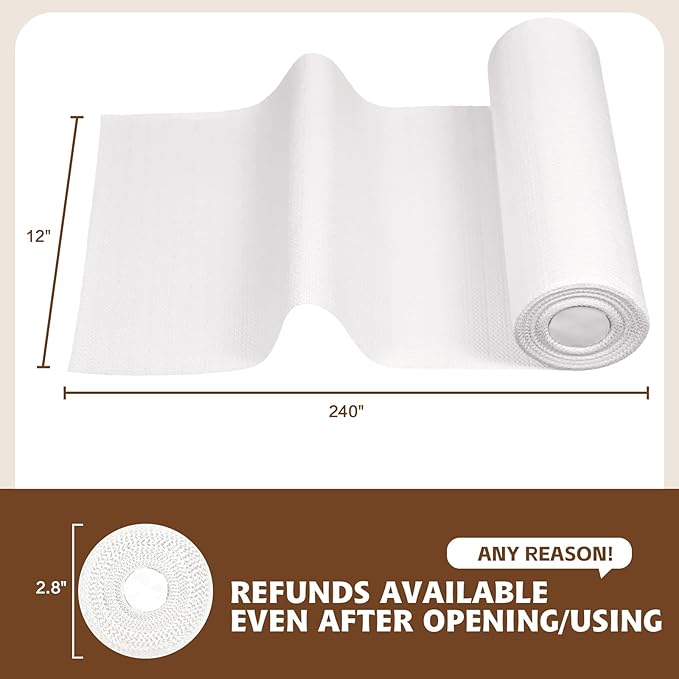 Shelf Liners for Kitchen Cabinets Non Adhesive Drawer Liner 23.6in x 20FT Pure - Image 3