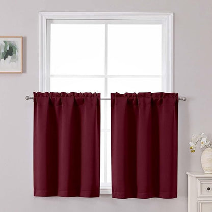 Chyhomenyc Short Burgundy Curtains 30 Inch Length, Small Kitchen Curtain Rod by Chyhomenyc