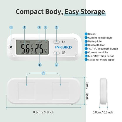 Inkbird Mini Digital Thermometer and Hygrometer, Temperature Humidity Bluetooth - Image 2