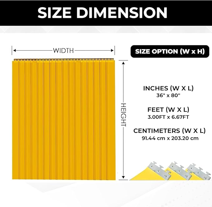Yellow Kit PVC Smooth Plastic Strip Door Curtain 36x80 in Standard Clear - Image 4