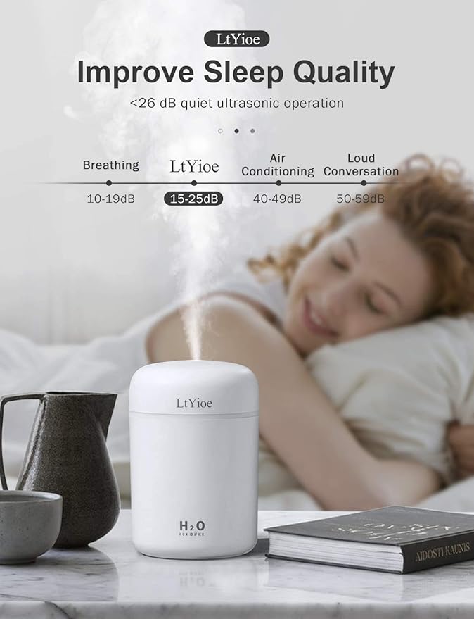 Colorful Cool Mini Humidifier, USB Personal Desktop Humidifier - Image 5