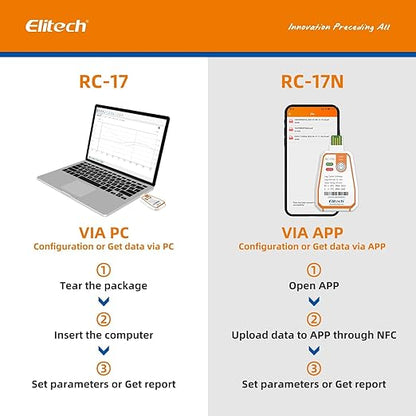 Elitech RC-17N NFC Disposable USB Temperature Data Logger PDF Report Light - Image 4