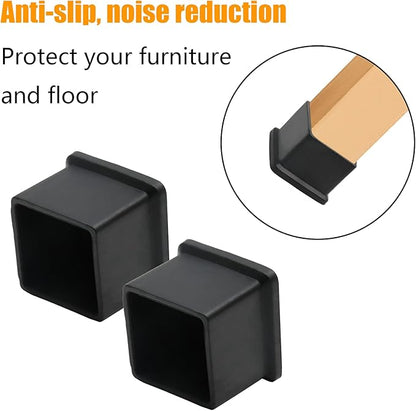 12PCS Square Chair Leg Caps 1-3/16" x 1-3/16" Square Rubber Covers Black - Image 3