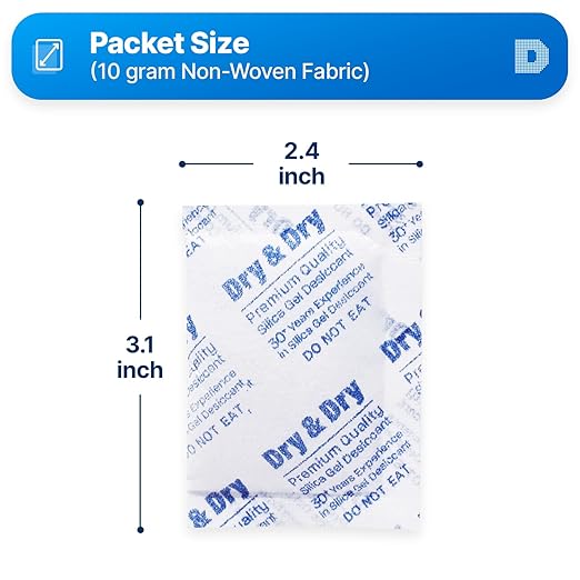 Dry & Dry 10 Gram Silica Gel Packets Desiccants Silica Gel Packs - Image 6
