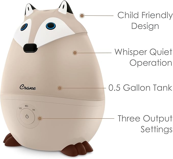 Crane Baby Mini Adorable Red Fox Baby Humidifier, 0.5 Gal Cool Mist Humidifiers - Image 2