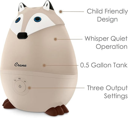 Crane Baby Mini Adorable Red Fox Baby Humidifier, 0.5 Gal Cool Mist Humidifiers - Image 2
