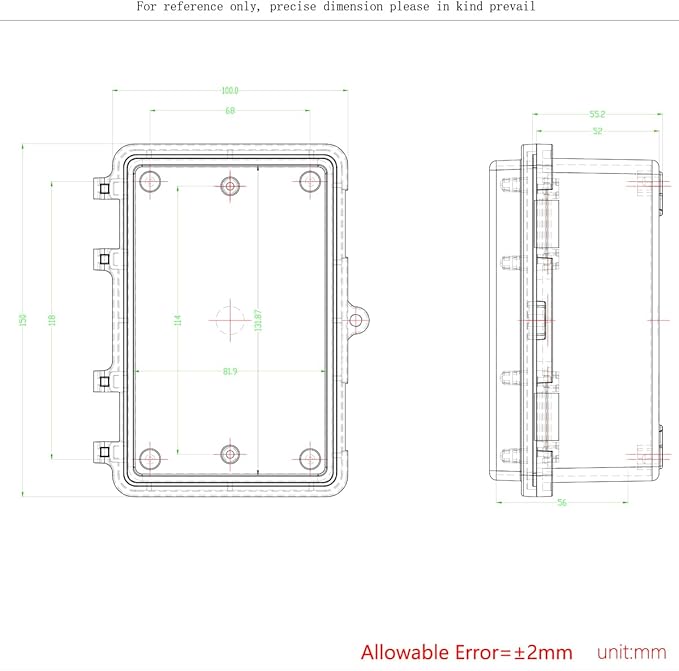 Junction Box, Hinged Black Clear Cover IP67 Waterproof ABS Project Box - Image 6