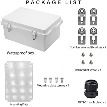 Waterproof Electrical Box, IP67 Junction Box Stainless Steel Latch Hinged Grey - Image 5