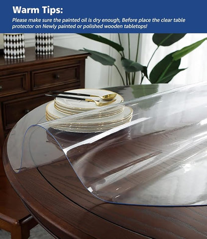 46 Inch Round Clear Dining Room Table Cover Easy Clean Waterproof Plastic Vinyl - Image 5