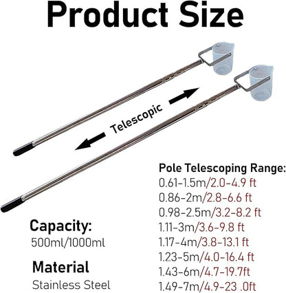 Telescopic Water Sampler Dipper, Ultra Light Rod Plastic Beaker Pendulum Beaker - Image 3