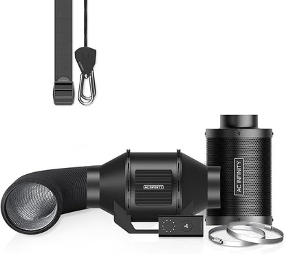 AC Infinity Air Filtration Kit 4”, CLOUDLINE LITE Inline Fan and Carbon Filter by ACInfinity
