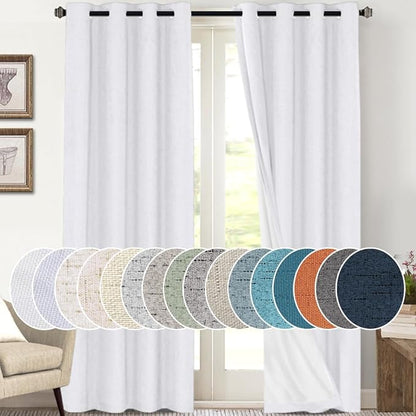PrinceDeco Blackout Curtains 108 Inches Long 2 Panels Linen Blackout Curtains by PrinceDeco