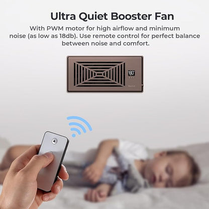 Quiet Register Booster Fan Fits 4" x 10" Register Holes, 10-Speed Smart Heating - Image 5