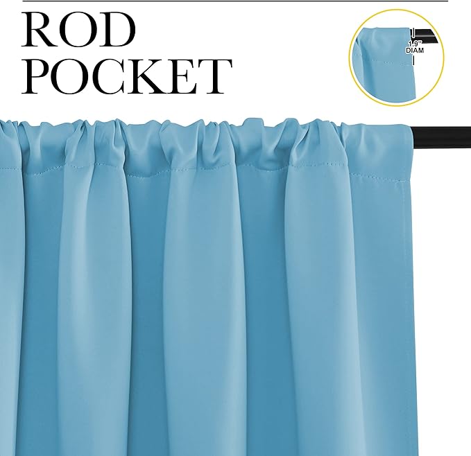 NICETOWN Blackout Curtains for Bedroom, Teal Blue, 1 Pair, 62 by 63-inch - Image 2