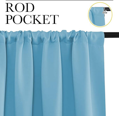 NICETOWN Window Curtains for Bedroom, Teal Blue, 2 Panels, W42 x L48 -Inch - Image 2