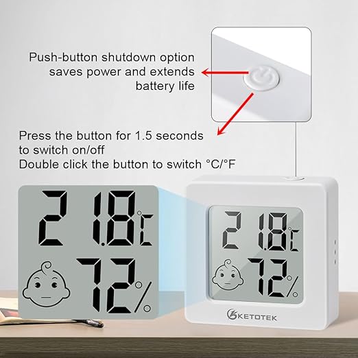 KETOTEK 2 Pack Mini Thermometer Hygrometer Indoor Humidity Monitor Digital - Image 2