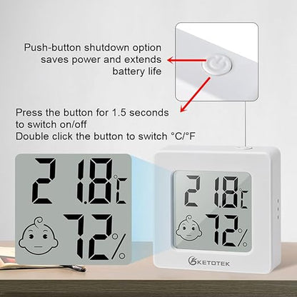 KETOTEK 2 Pack Mini Thermometer Hygrometer Indoor Humidity Monitor Digital - Image 2
