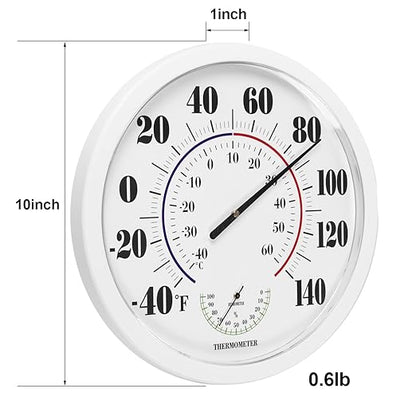 Indoor Outdoor Thermometer Wall Large Numbers Thermometer No Battery 10" - Image 7