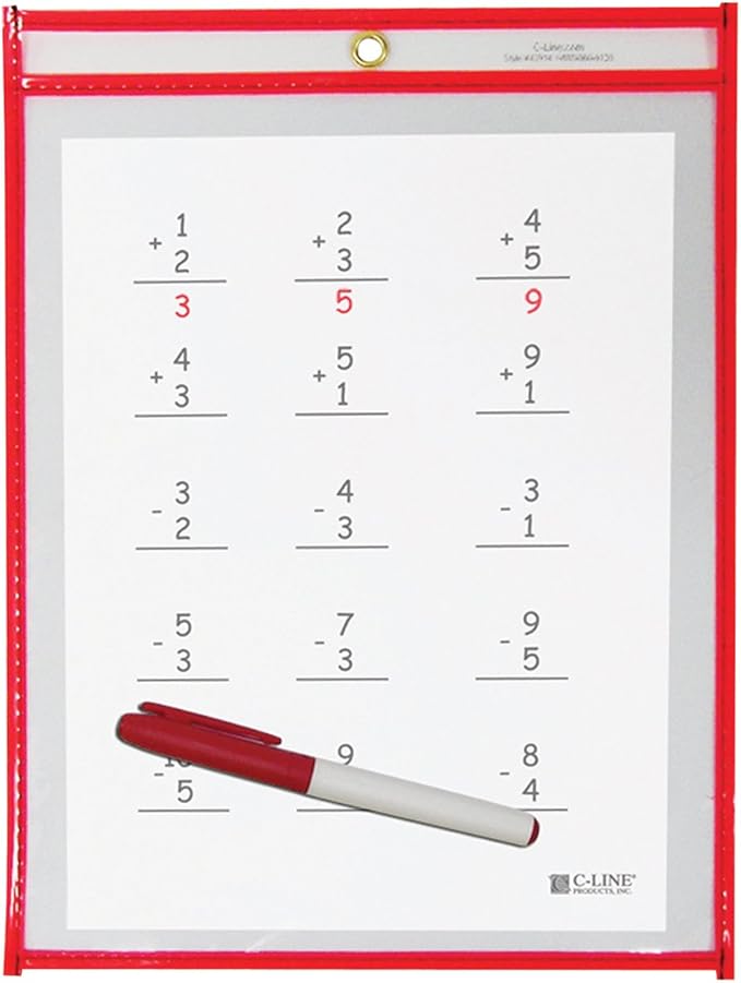 C-Line Reusable Dry Erase Pockets, 9 x 12 Inches by C-Line