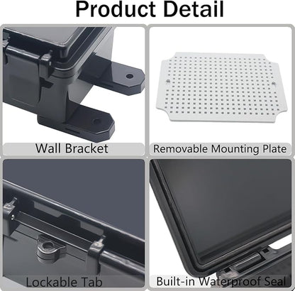 Junction Box, Hinged Black Cover IP67 Waterproof ABS Project Box - Image 4